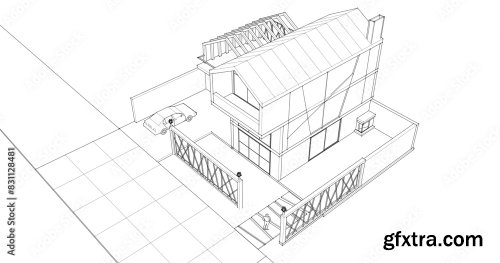 Modern House Sketch 3D Illustration 9xAI