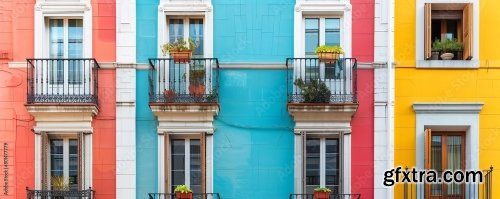 Colorful Facades Of Apartment Buildings 6xJPEG