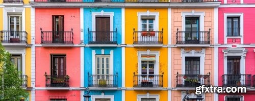 Colorful Facades Of Apartment Buildings 6xJPEG