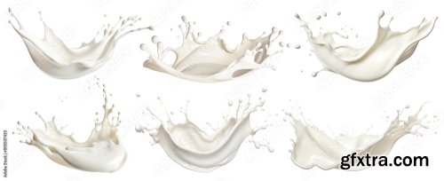 Set Of Milk Or Cream Splashes 6x