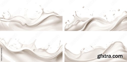 Set Of Milk Or Cream Splashes 6x