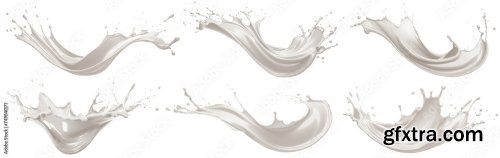 Set Of Milk Or Cream Splashes 6x