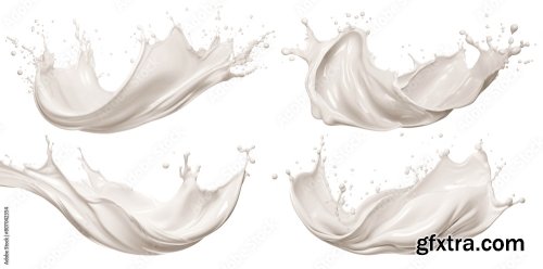 Set Of Milk Or Cream Splashes 6x