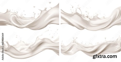 Set Of Milk Or Cream Splashes 6x