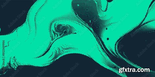 Dots Halftone Green Blue Color Pattern 7xAI