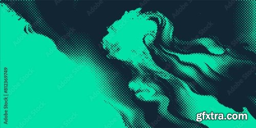 Dots Halftone Green Blue Color Pattern 7xAI