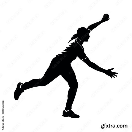 A Cricket Bowler Running For Bowl Vector 10xAI