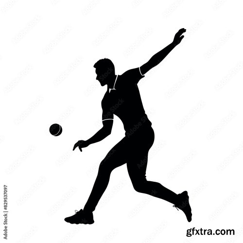 A Cricket Bowler Running For Bowl Vector 10xAI