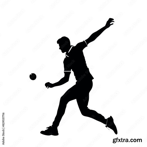 A Cricket Bowler Running For Bowl Vector 10xAI