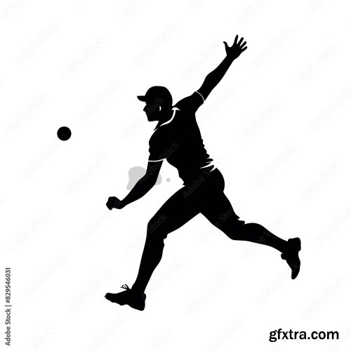 A Cricket Bowler Running For Bowl Vector 10xAI