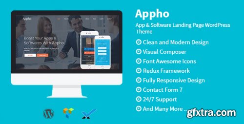 Themeforest - Appho - App &amp; Software Landing Page WordPress Theme 17207786 v1.4 - Nulled