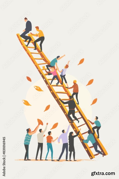 Teamwork Building Ladder To Success 4xAI