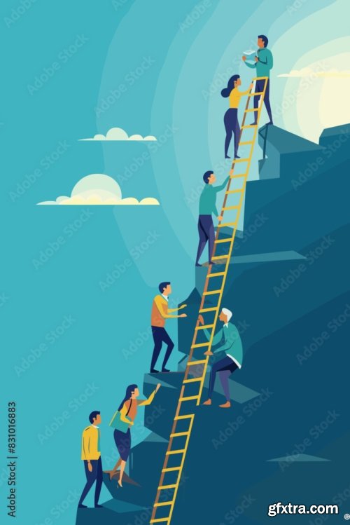 Teamwork Building Ladder To Success 4xAI