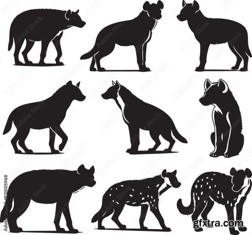 Hyena Silhouette Bundle Vector 25xAI