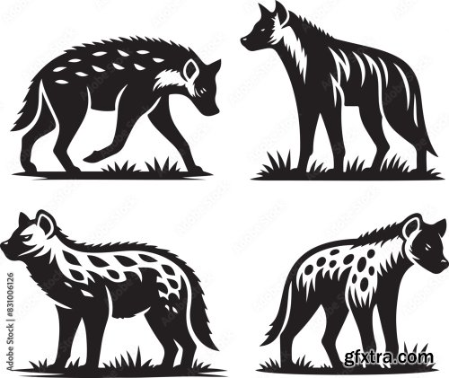 Hyena Silhouette Bundle Vector 25xAI