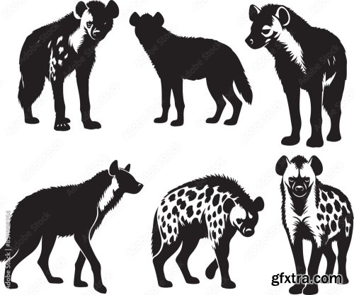 Hyena Silhouette Bundle Vector 25xAI