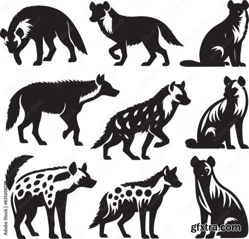 Hyena Silhouette Bundle Vector 25xAI