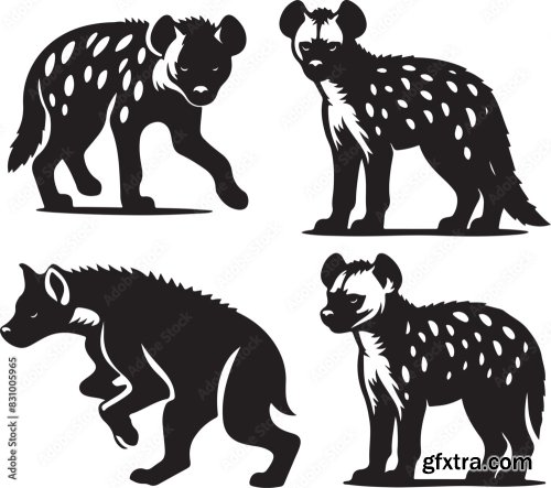 Hyena Silhouette Bundle Vector 25xAI