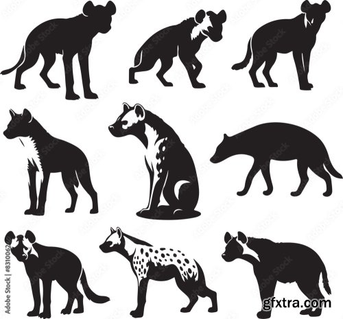 Hyena Silhouette Bundle Vector 25xAI