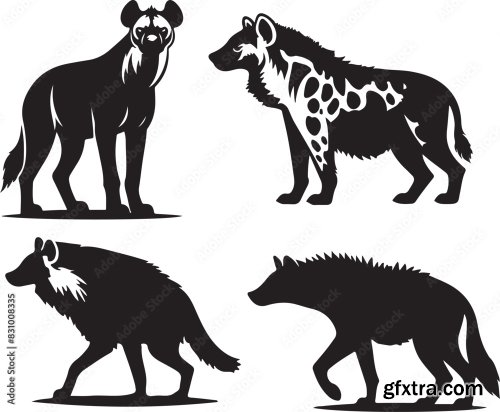 Hyena Silhouette Bundle Vector 25xAI