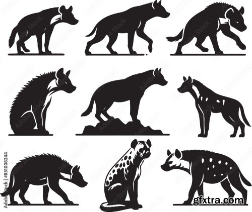 Hyena Silhouette Bundle Vector 25xAI