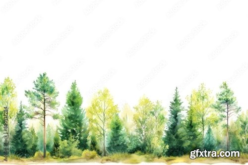 Pine Forest Divider Png Sticker 6xJPEG