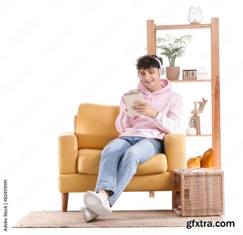 Young Man Resting On Soft Sofa 6xJPEG