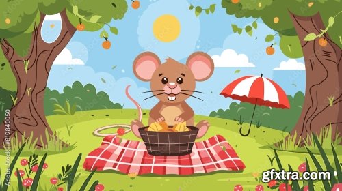 Cute Mouse Enjoying A Picnic Bbq 17xAI