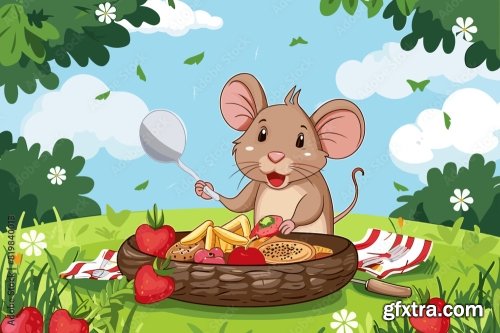 Cute Mouse Enjoying A Picnic Bbq 17xAI
