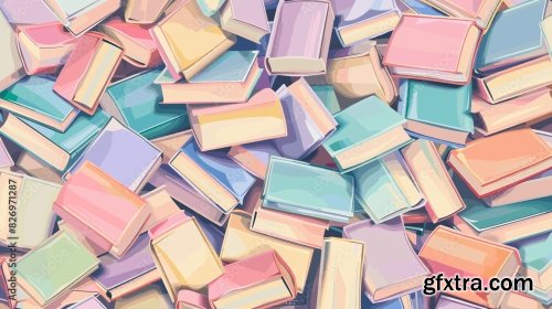 Seamless Pattern Of Stacked Books In Pastel Colors 9xAI