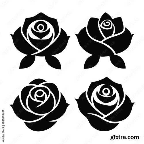 Set Of Rose Flower Vector Icon 25xAI