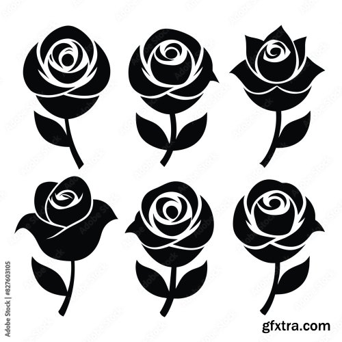 Set Of Rose Flower Vector Icon 25xAI