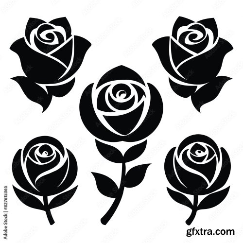 Set Of Rose Flower Vector Icon 25xAI