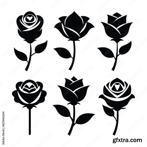 Set Of Rose Flower Vector Icon 25xAI