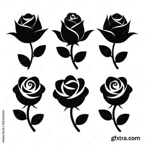 Set Of Rose Flower Vector Icon 25xAI