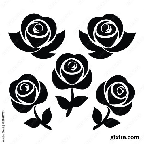 Set Of Rose Flower Vector Icon 25xAI