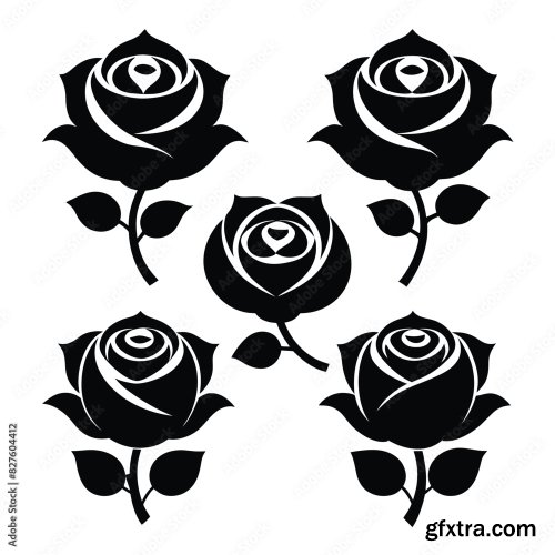 Set Of Rose Flower Vector Icon 25xAI