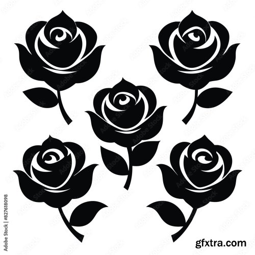 Set Of Rose Flower Vector Icon 25xAI