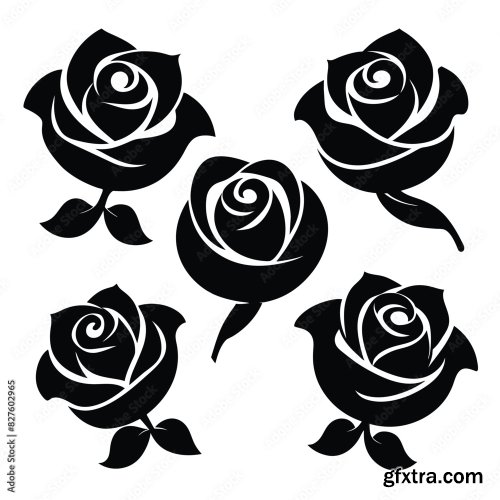 Set Of Rose Flower Vector Icon 25xAI