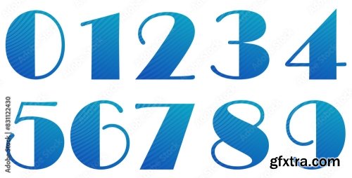 Set Of Blue Numbers 6xAI