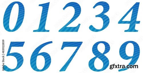 Set Of Blue Numbers 6xAI