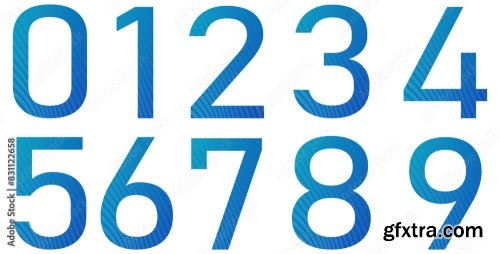 Set Of Blue Numbers 6xAI