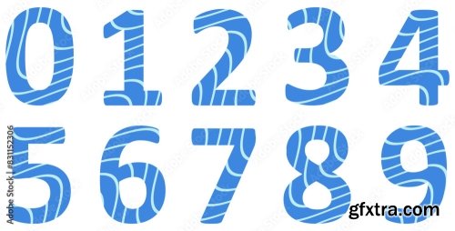 Set Of Blue Numbers 6xAI