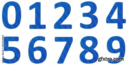 Set Of Blue Numbers 6xAI