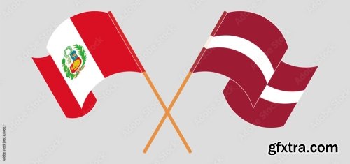 Crossed And Waving Flags Of Peru 20xAI