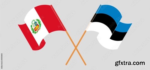 Crossed And Waving Flags Of Peru 20xAI