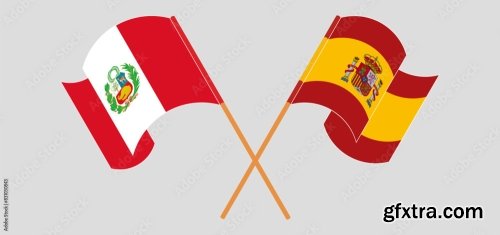 Crossed And Waving Flags Of Peru 20xAI