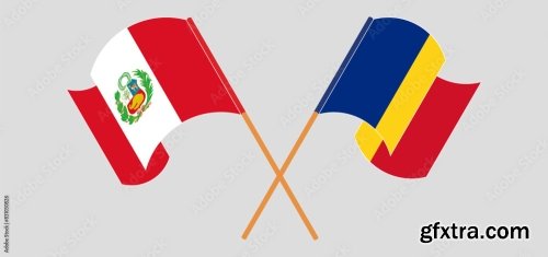 Crossed And Waving Flags Of Peru 20xAI