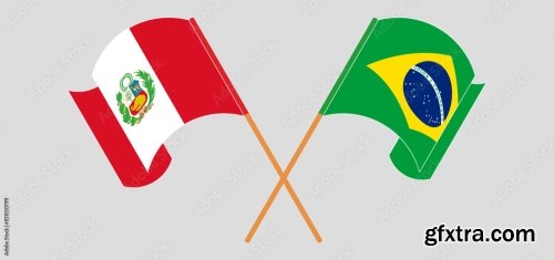 Crossed And Waving Flags Of Peru 20xAI