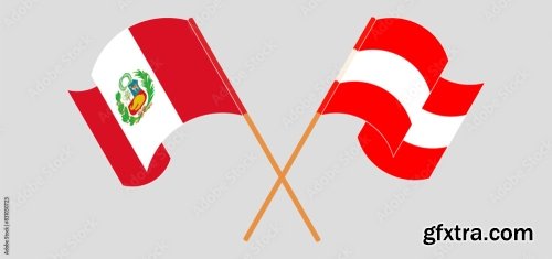 Crossed And Waving Flags Of Peru 20xAI